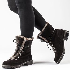 Stuart Weitzman Luge Faux-Fur Lace-Up Boot